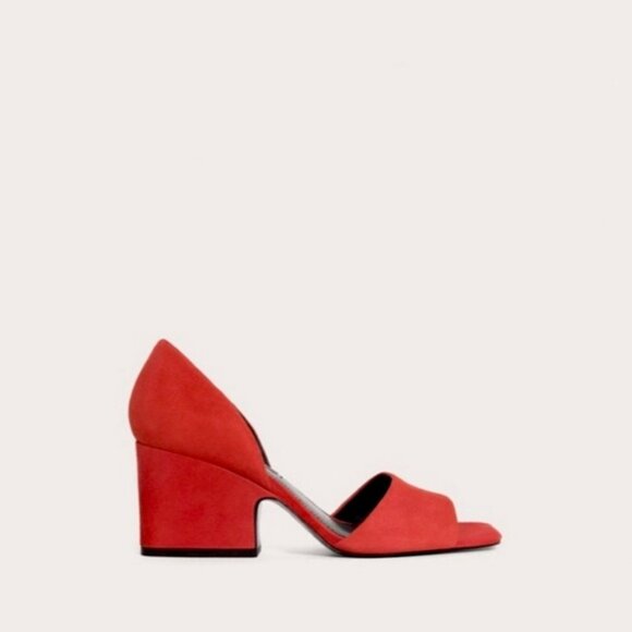 Uterqüe suede open toe block heels with leather lining and soles. Women's size 8 - Picture 4 of 13